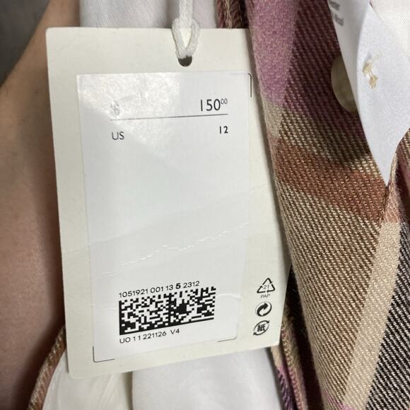 NWT COS Pleated Wide-Leg Checked Trousers Women's 12 - Picture 8 of 10